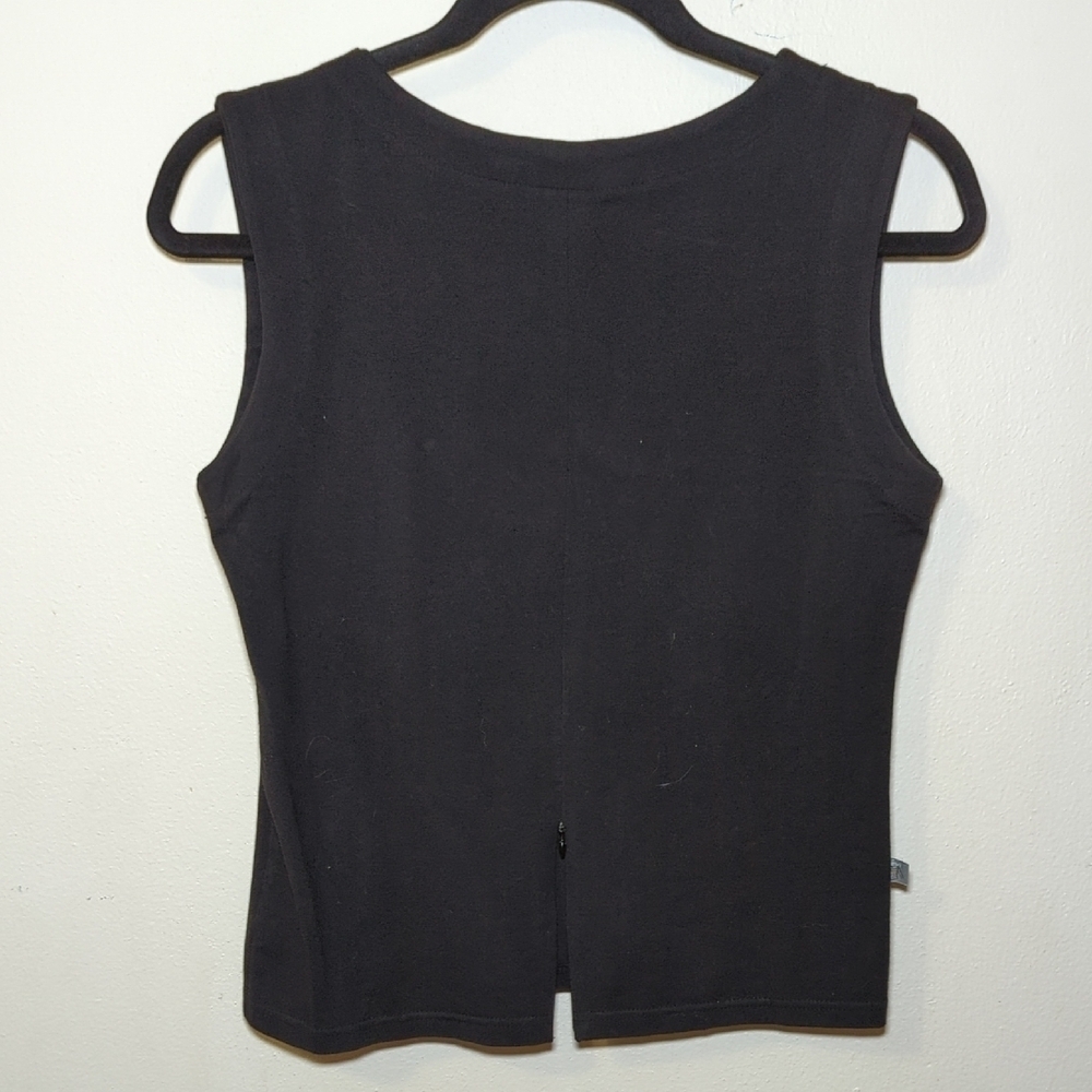 Mavi Elegant Black Sleeveless Tank Top with Front Zipper Detail Women's Size M